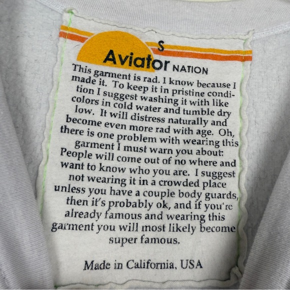 Aviator Nation Split Colorblock Black White Sweatshirt - Picture 4 of 6